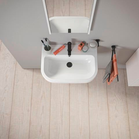 DURAVIT D-Code Halbhochschrank 400 mm, rechts, Basalt Matt, 1 Tür, Glasböden