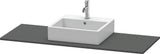 Duravit XSquare Konsole 1400x550mm betongrau matt – 1 Ausschnitt, mit Siphonaussparung