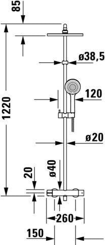Duravit Duschsystem B.1 mit Brausethermostat, chrom Hochglanz, Kopf- und Handbrause