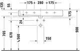 Duravit Waschtisch Vero 1000 mm mit Überlauf, 2 Hahnlöchern und geschliffenem Weiß