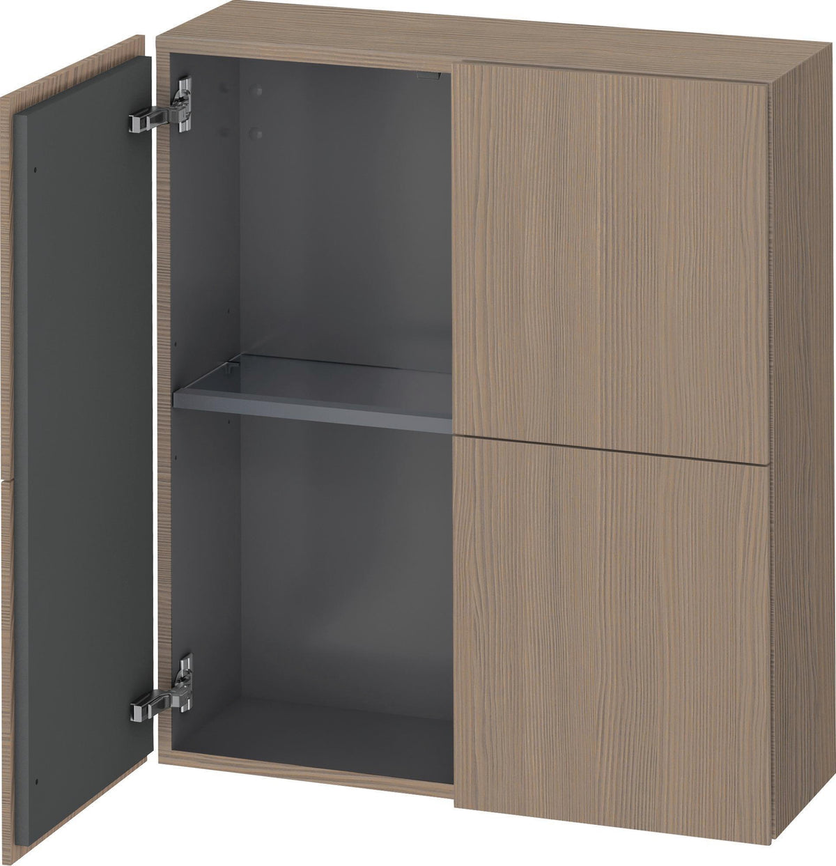 DURAVIT L-Cube Halbhochschrank 243x700x800mm, 2 Türen, Amerikanischer Nussbaum – Wandhängend mit Tip-On-Technik