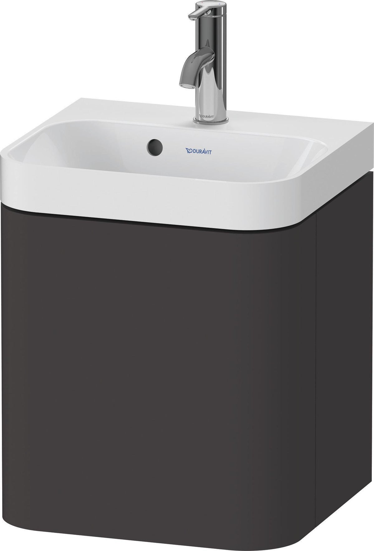 Duravit Happy D.2 Waschtischset 400 mm graphit supermatt mit Unterschrank und Tip-On-Technik