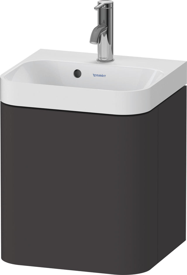 Duravit Happy D.2 Waschtischset 400 mm graphit supermatt mit Unterschrank und Tip-On-Technik