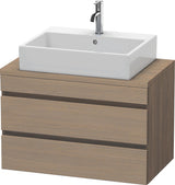 Duravit DuraStyle Konsolenwaschtischunterbau 800 mm Eiche Terra/Weiß Matt – 2 Schubkästen, wandhängend