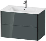 Duravit XViu Waschtischunterbau wandhängend 810 mm, 2 Schubkästen, champagner matt/weiß matt – ohne Griff, mit Tip-On-Technik