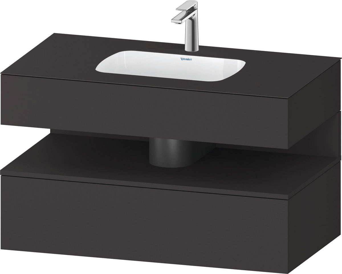 DURAVIT Qatego Einbauwaschtisch mit Konsolenwaschtischunterbau 1000 mm, 1 Auszug, antibakteriell