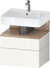 DURAVIT Qatego Waschtischunterbau 590 mm wandhängend, 1 Auszug, weiß Hochglanz, Nische Eiche Schwarz