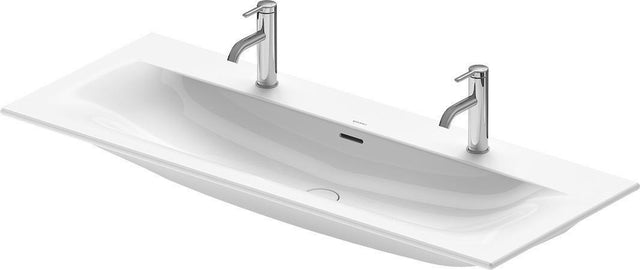 Duravit Viu Möbelwaschtisch 1230 mm, Weiß, mit Überlauf, Hahnlochbank und Halbsäule