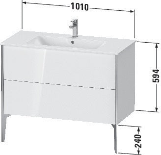 Duravit Waschtischunterbau XVIU 1010x834x480mm 2 Auszüge Nussbaum Mitte