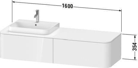 Duravit Happy D.2 Konsolenwaschtischunterbau 1600 mm taupe supermatt mit Tip-On Technik