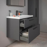 DURAVIT D-Code Halbhochschrank 400 mm, rechts, Basalt Matt, 1 Tür, Glasböden