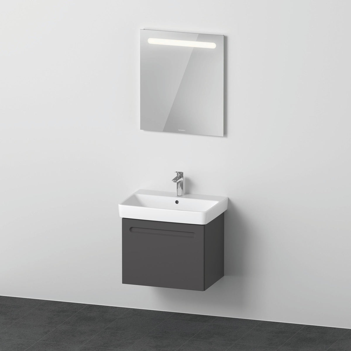 Duravit No.1 Möbel-Set 600x450mm, Waschtisch mit Unterbau und Spiegelschrank, Weiß Matt