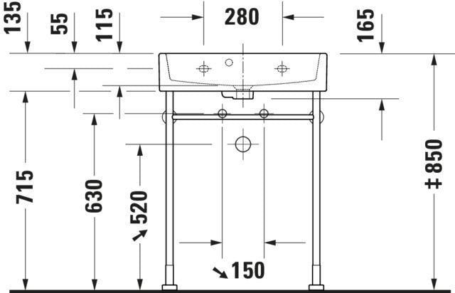DURAVIT Vero Air Waschtisch 600 mm Weiß, ohne Überlauf, 1 Hahnloch, Unterseite glasiert