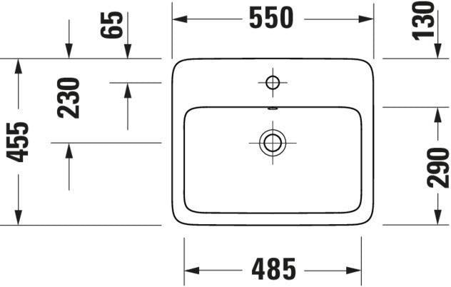 DURAVIT Qatego Einbauwaschtisch 550 mm weiß HygieneGlaze 1 Hahnloch mit Überlauf