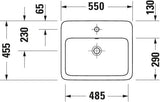 DURAVIT Qatego Einbauwaschtisch 550 mm weiß HygieneGlaze 1 Hahnloch mit Überlauf