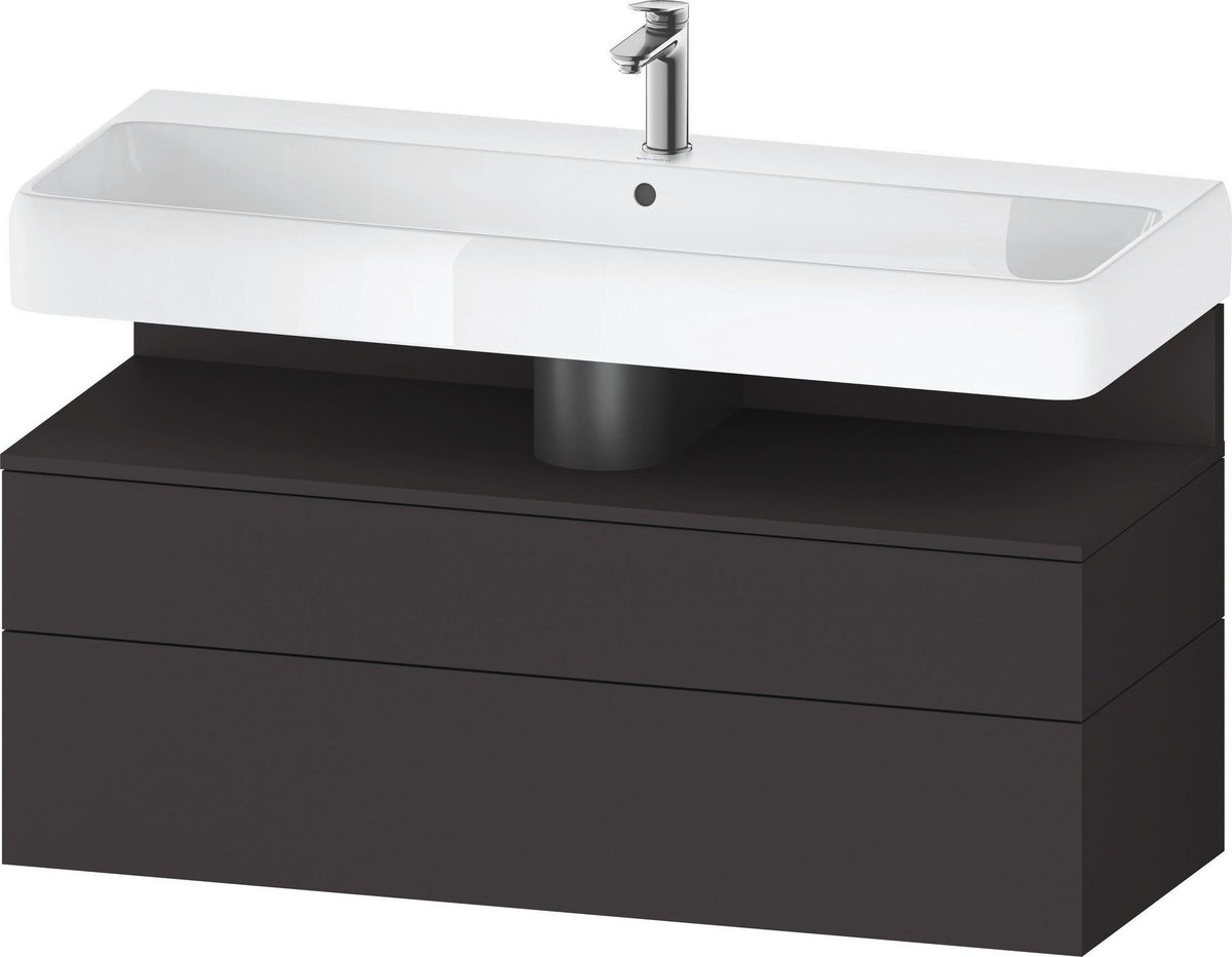 Duravit Qatego Waschtischunterbau 1190 mm – Weiß Matt mit Eiche Schwarz Nische, 1 Auszug, LED