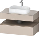 Duravit Qatego Waschtischunterbau 1000 mm Weiß Hochglanz mit Eiche Terra Nische, 1 Auszug, wandhängend