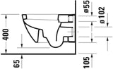 Duravit Wand-WC Happy D.2 540 mm Tiefspüler mit Durafix, weiß – wandhängend