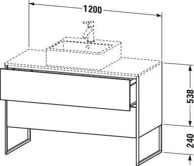 DURAVIT XSquare Konsolenwaschtischunterbau 1200 mm Graphit Supermatt, bodenstehend, 2 Schubkästen