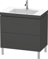 Duravit L-Cube c-bonded Waschtischset 800 mm Graphit Matt mit 2 Auszügen und Vero Air Waschtisch