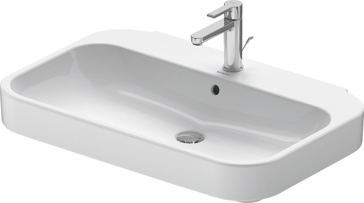 DURAVIT Waschtisch Happy D.2 Plus 800 mm weiß mit Überlauf und Hahnlochbank