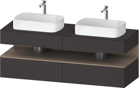 DURAVIT Qatego Konsolenwaschtischunterbau 1600 mm Basalt Matt mit 2 Auszügen und Tip-On-Technik