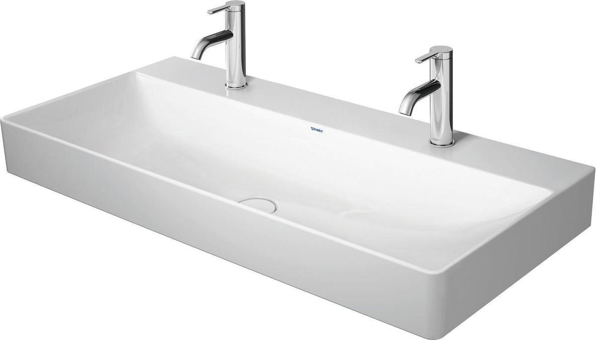 DURAVIT DuraSquare Doppelwaschtisch 1000 mm, weiß, ohne Überlauf, mit 2 Hahnlöchern
