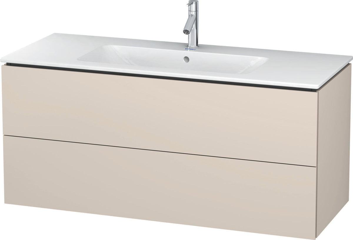 Duravit L-Cube Waschtischunterbau 1220 mm taupe matt mit 2 Schubkästen und Tip-On-Technik