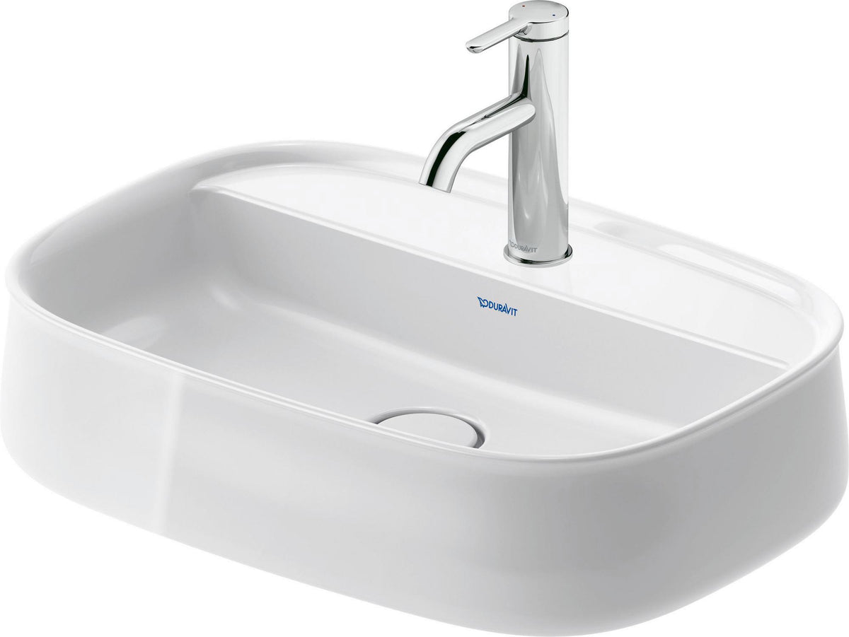 DURAVIT Zencha Aufsatzbecken 550 mm Weiß – mit Hahnlochbank, ohne Überlauf