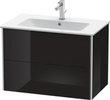 DURAVIT XSquare Waschtischunterbau 810 mm, 2 Schubkästen, Schwarz Hochglanz, wandhängend