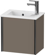 DURAVIT XViu Waschtischunterbau wandhängend 400 mm, 1 Tür links, dolomiti grey hochglanz – ohne Griff, mit Tip-On-Technik