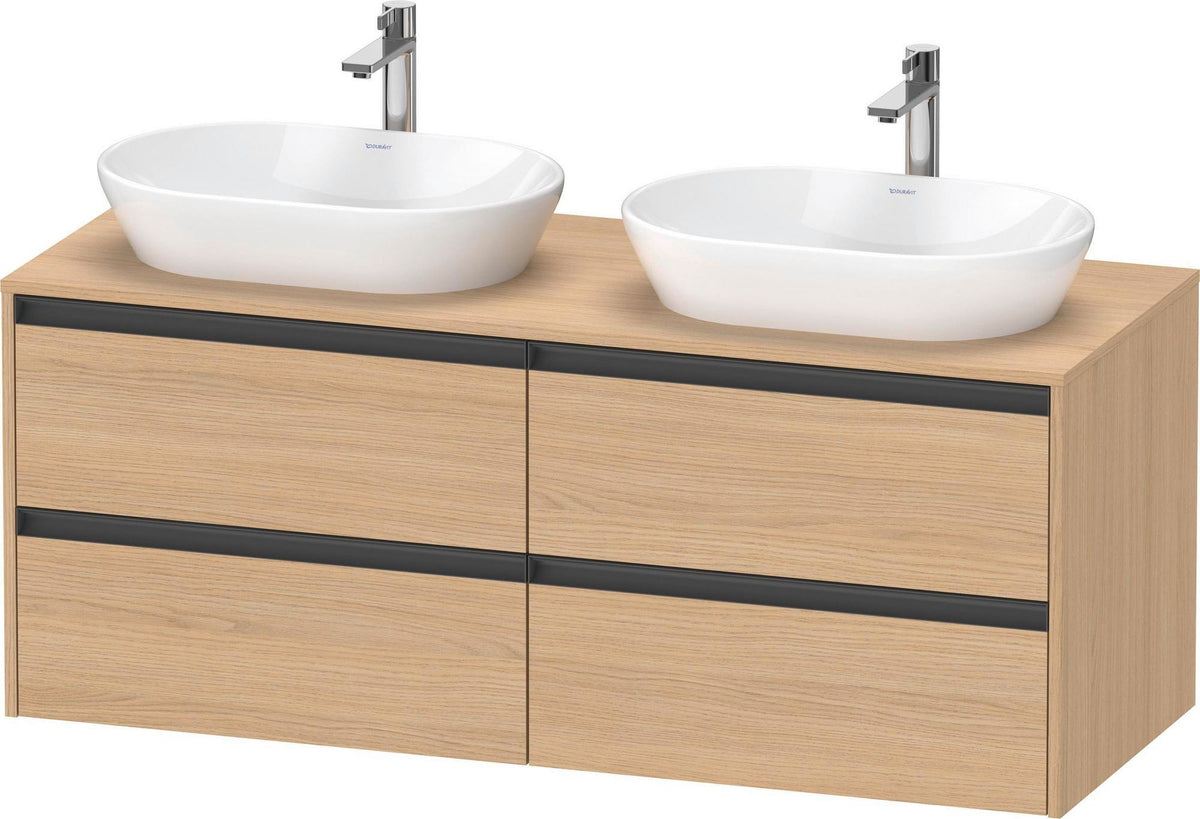 Duravit Ketho.2 Waschtischunterbau 1400 mm betongrau matt mit 4 Schubkästen