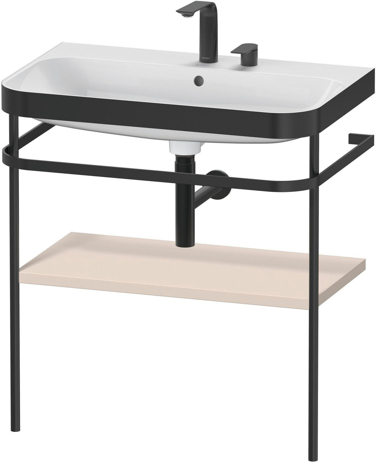Duravit Happy D.2 c-bonded Waschtischset 775 mm mit Metallkonsole in Taupe seidenmatt