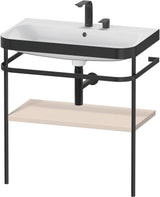 Duravit Happy D.2 c-bonded Waschtischset 775 mm mit Metallkonsole in Taupe seidenmatt