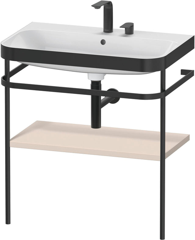 Duravit Happy D.2 c-bonded Waschtischset 775 mm mit Metallkonsole in Taupe seidenmatt