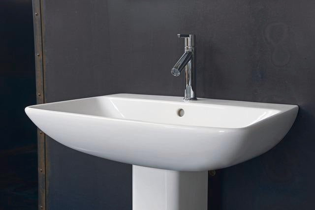Duravit Waschtisch ME by Starck 650 mm Weiß Seidenmatt mit Überlauf und Hahnlochbank