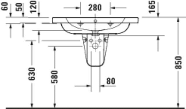 Duravit D-Code 2.0 Waschtisch 800mm mit Überlauf, 1 Hahnloch, Weiß – Wandhängend