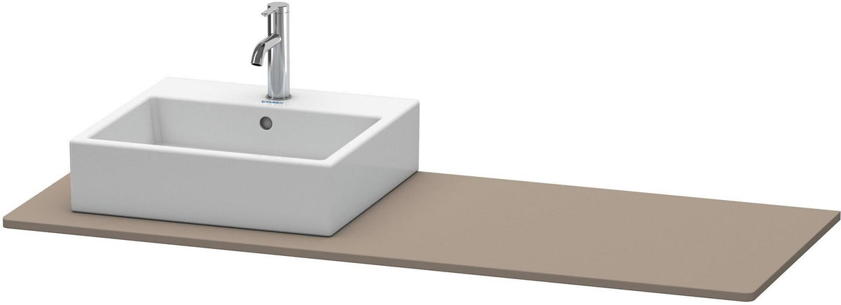 Duravit XSquare Konsole 1400x550mm betongrau matt – 1 Ausschnitt, mit Siphonaussparung