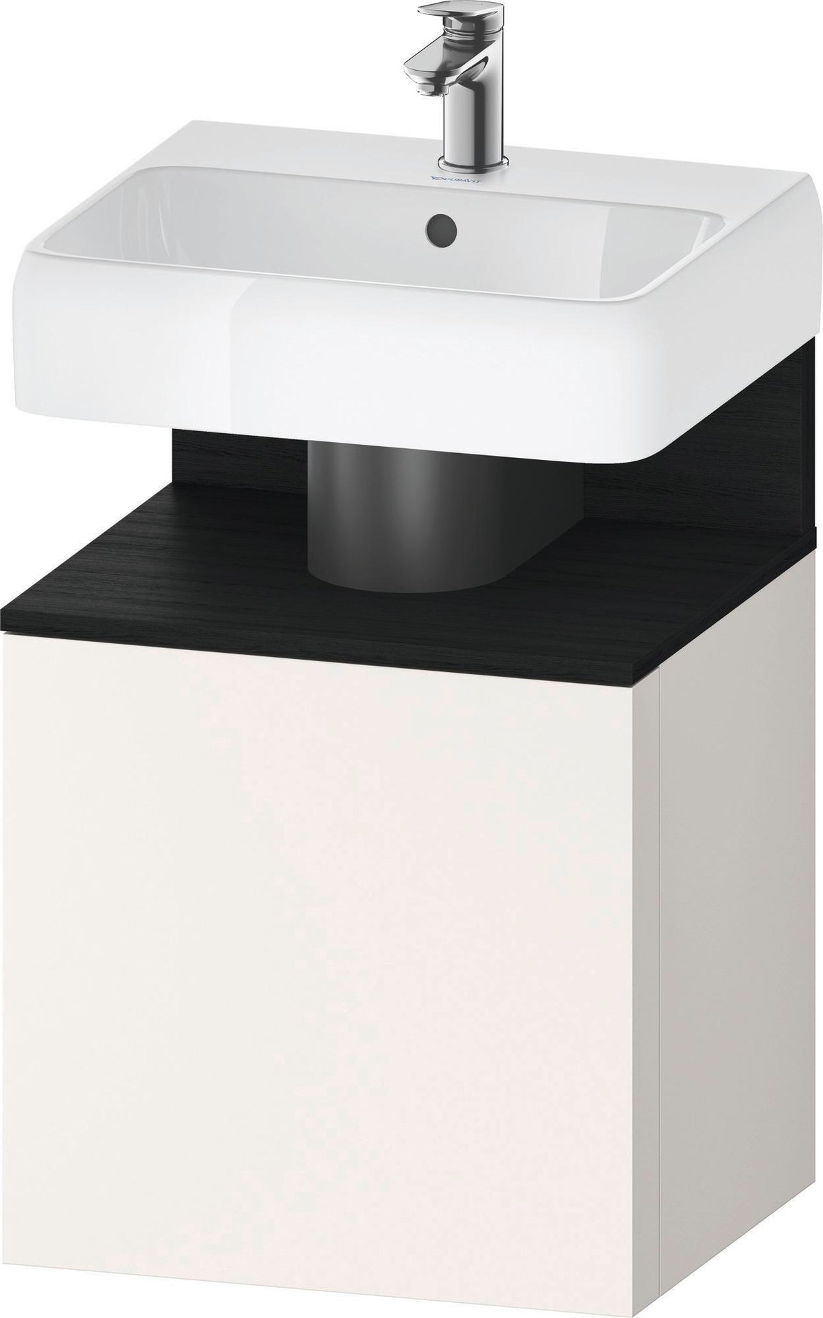 DURAVIT Qatego Waschtischunterbau 490 mm wandhängend, 1 Tür links, Weiß Matt mit Eiche Schwarz Nische