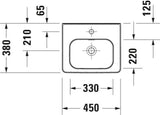 DURAVIT Handwaschbecken Soleil by Starck Weiß mit Überlauf und Hahnlochbank 450 mm
