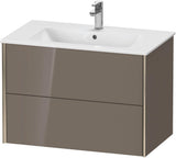 Duravit XViu Waschtischunterbau wandhängend 810 mm, 2 Schubkästen, champagner matt/weiß matt – ohne Griff, mit Tip-On-Technik