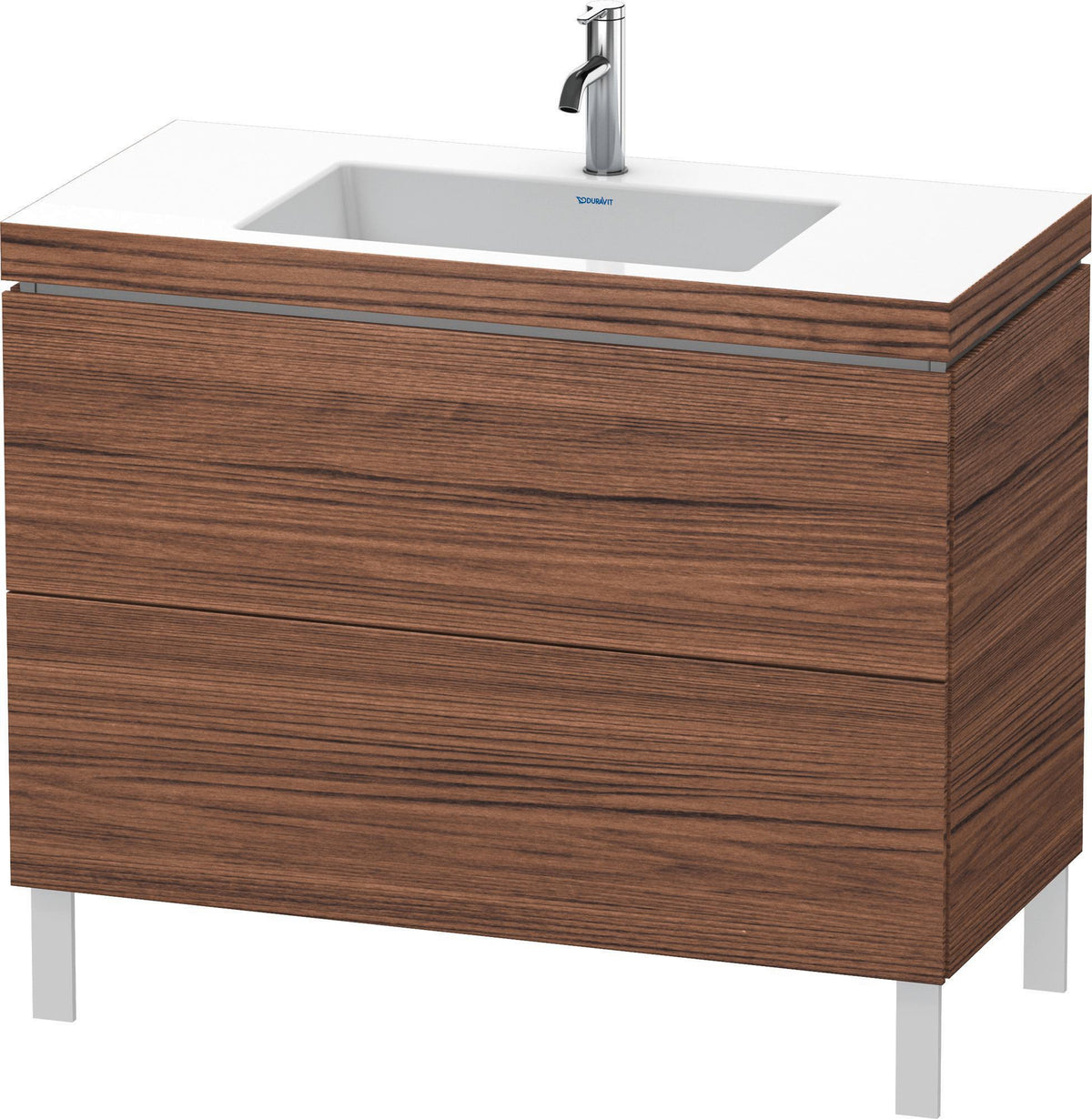DURAVIT L-Cube c-bonded Waschtischset 1000 mm Nussbaum Natur mit 2 Auszügen und Tip-On-Technik
