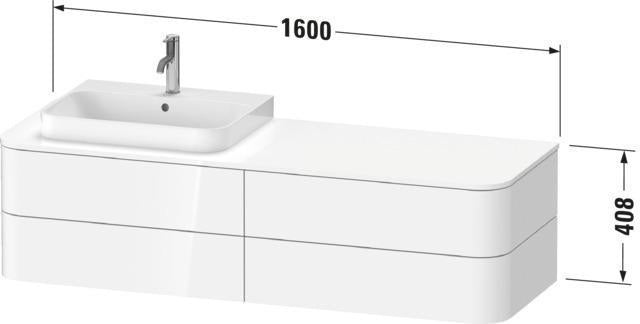 DURAVIT Happy D.2 Konsolenwaschtischunterbau 1600 mm taupe supermatt mit LED-Innenbeleuchtung und Tip-On-Technik