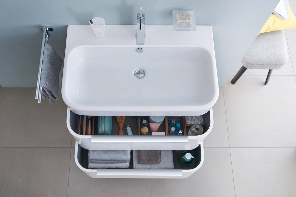 DURAVIT Möbelwaschtisch Happy D.2 800 mm mit WonderGliss, Überlauf & 1 Hahnloch – Weiß