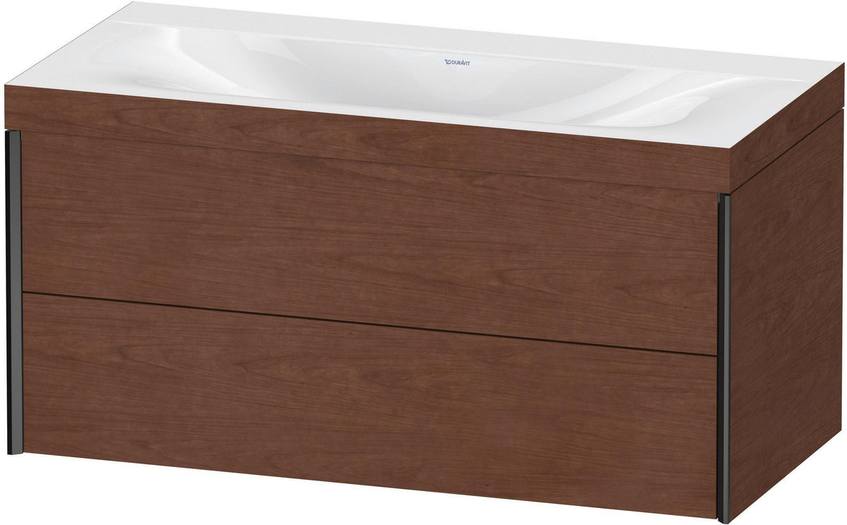 DURAVIT XViu c-bonded Waschtischunterbauset 1000 mm, 2 Schubkästen, Nussbaum gebürstet, schwarz matt