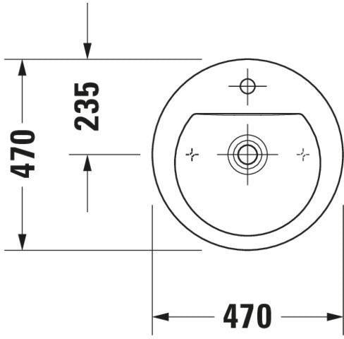 Duravit Aufsatzbecken Darling New 470 mm mit Überlauf und Hahnlochbank, geschliffen weiß