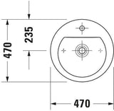 Duravit Aufsatzbecken Darling New 470 mm mit Überlauf und Hahnlochbank, geschliffen weiß