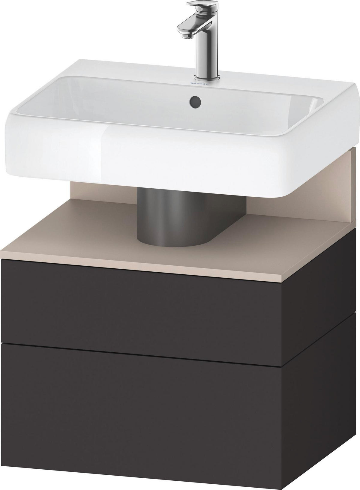 DURAVIT Qatego Waschtischunterbau 590 mm wandhängend, 1 Auszug, weiß Hochglanz, Nische Eiche Schwarz