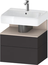 DURAVIT Qatego Waschtischunterbau 590 mm wandhängend, 1 Auszug, weiß Hochglanz, Nische Eiche Schwarz