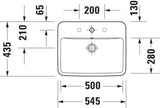 Duravit No.1 Einbauwaschtisch 550 mm weiß mit Überlauf und Hahnlochbank – Sanitärkeramik